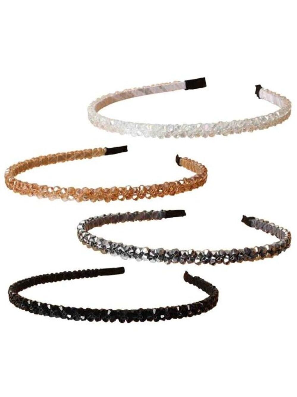 Women Girls Crystal Rhinestone Headbands Beaded Sparkly Hair Bands 4 Pack